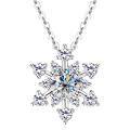 wholesale S925 Sterling Silver New Ins Style Snowflake Moissanite Necklace for Women, High-End Sense Pendant, Versatile Collarbone Chain-0-4