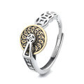 wholesale S925 sterling silver vintage ethnic style coin "Good Fortune and Luck Turning" Chinese-inspired index finger ring-0-6