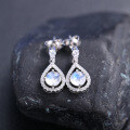 wholesale S925 Sterling Silver Elegant and Noble Natural Cream Blue Moonstone Earrings for Women, Gemstone Cross-Border Trade Earrings-0-1
