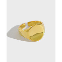 wholesale S925 Sterling Silver Korean Style Geometric Round Smooth Open Ring for Women with Gold Plating-Platinum [No. 14/Adjustable] Opening adjustable