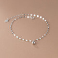 wholesale S925 Silver minimalist spinning bead anklet for women, shimmering luxury round bead light bead foot accessory S415-0-0