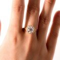 wholesale S925 Gold-Plated Oval Moissanite Sunflower Ring for Women, Minimalist Luxury Style, Best-Seller-0-3