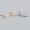 wholesale S925 Sterling Silver Drop Petal Zircon Earrings Small and Exquisite Cute Fresh Daily Versatile Ear Accessories-0-1