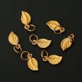 wholesale S925 Sterling Silver Gilded Gold Leaf Pendant Drop DIY Bracelet Cord Jewelry Accessories-0-1