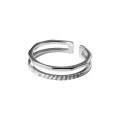wholesale S925 Silver Ring Women's Korean Style Simple and Fresh Double Layer Row of Diamonds Adjustable Jewelry J5841-0-4