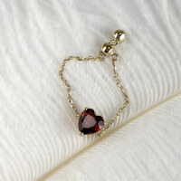 wholesale S925 Sterling Silver Red Elk Vintage Love Heart Women's Ring, Original Red Heart Elegant and Fashionable Push-Pull Adjustable Ring-BZ0643-Gold Adjustable opening