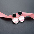 wholesale S925 Sterling Silver Niche Design Black Resin Ear Studs Minimalist Pink Earrings Cross-Border New Accessories Gift-0-3