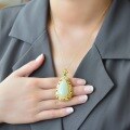 wholesale 925 sterling silver gold-plated pendant with Hetian jade drop, elegant and luxurious vintage-style necklace-0-1
