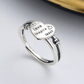 wholesale S925 Sterling Silver Double Layer English Letter Heartbeat Ring, Small Minimalist Design, Korean Style, Luxury Index Finger Ring for Women-0-0