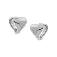 wholesale S925 Sterling Silver 524 Korean Version Ins Minimalist Niche Design Geometric Smooth Heart-shaped Textured Versatile Ear Clips for Women-Platinum 925 silver