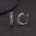 wholesale S925 sterling silver earrings with colored gemstones, crystal topaz ear clips, new women's fashion earrings in European and American style-0-2