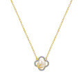 S925 Silver Four-Leaf Clover Cat's Eye Stone Necklace-0-3