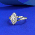 wholesale S925 Sterling Silver 4*8mm Marquise Halo High-End Fashion Ring for Women, Xiaohongshu Live Cross-0-1