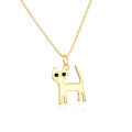 wholesale S925 Silver Gold Plated Minimalist Creative Drip Oil Stylish Cat Pendant Necklace for Women-0-4
