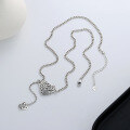 wholesale S925 Sterling Silver Vintage Love Rose Small Butterfly Tassel Necklace Ins Sweet and Edgy Fairy Wind Collarbone Chain-0-2