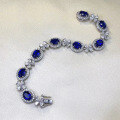 wholesale Sterling Silver New 6*8mm Simulated Sapphire Oval Royal Blue Bracelet for Women Fashion Versatile-0-2
