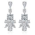 wholesale 925 silver 4ct white 9*9 Asscher-cut new jewelry earrings luxurious elegant European and American style-0-1