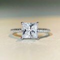 wholesale Platinum Four-Prong Princess Square Halo Setting D Color Moissanite 2 Carat 7X7 Ring Factory Direct-0-5