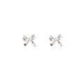 wholesale S925 Sterling Silver Bow Stud Earrings, Women's Korean Summer New Small Minimalist Elegant Earrings-0-4