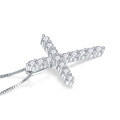 wholesale 925 silver plated with 18k gold, 30mm D-color round moissanite cross necklace that passes diamond tester, same as hip-hop rappers wear-0-4