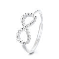 wholesale S925 Sterling Silver Irregular Figure-8 Interlaced Beaded Minimalist Design Adjustable Open Ring for Women-0-5