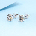 wholesale PT950 plated 925 sterling silver women's moissanite four-prong stud earrings pigeon egg size, factory wholesale in stock-0-1