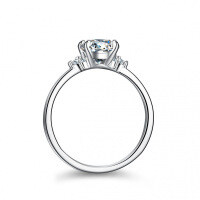 925 Silver Moissanite Ring Four Prong Sparkling Women's Jewelry-1 carat (set with D color moissanite)  14 yards