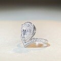 wholesale S925 Sterling Silver Ring Women Ice Flower Cut High Carbon Diamond Ring Teardrop Personality European and American Style Zircon Ring-0-2