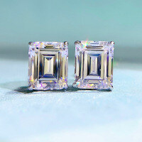 wholesale 925 Silver Zhuo Zhifan Jewelry New 8*10mm High Carbon Diamond Imitation Emerald Zircon Ear Studs Cross-border Ins Hot-E017 White Diamond &gt;925 Silver