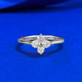 wholesale S925 Sterling Silver Exquisite Lucky Clover French Four-Leaf Clover Flower Ring, Fresh and Elegant Style-0-1