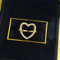 wholesale S925 Silver Gold Color Hollow Heart Ring with Surround-Set Accents, Petite and Elegant, for Live Streaming and Cross-Border Xiaohongshu-0-3