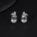 wholesale S925 Silver Light Luxury Natural Gemstone Earrings, Design-Forward Setting with Natural Amethyst and Green Crystal Earrings-0-1