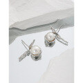 wholesale S925 sterling silver 100ins style small and unique elegant versatile luxury asymmetrical design freshwater pearl earrings-0-1