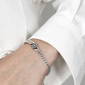 wholesale S925 Sterling Silver Korean Version Ins Niche Design Retro Vintage Side Chain Textured Bracelet for Women-0-3