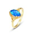 wholesale S925 Gold-Plated Geometric Marquise Opal Ring for Women, New Japanese Light Luxury Style Wholesale from Manufacturers-0-5