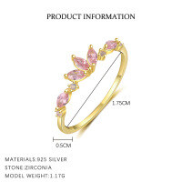 wholesale S925 Sterling Silver Colored Zircon Star Moon Ring, French-style, Niche, Exquisite, Sweet Flower Jewelry For Cross-border Wholesale-K2081-Gold 7
