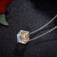wholesale S925 Silver Autumn Winter New Square Zirconia Fashion Elegant Light Luxury Collarbone Necklace Jewelry for Women-xb952-white gold