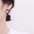 wholesale S925 Sterling Silver New Simulated Emerald Shell Pearl Ear Studs Earrings, Small and Exquisite Style for Women-0-2
