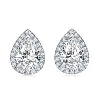 wholesale S925 Sterling Silver Zircon Lady Earrings, Wholesale European and American Style Heart-Shaped Earrings, High-End Elegant Silver Earrings-TLED093 925 silver