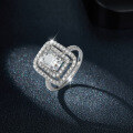 wholesale [18k Gold Plated 925 Silver] 2 Carat 6*8 Radiant Cut Full Moissanite Halo Ring-0-3