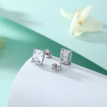 wholesale 925 Sterling Silver Rectangle Gemstone Zircon Ear Studs, European and American Fashion Minimalist Crystal Birthstone Earrings, Niche Wholesale-0-2