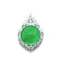 wholesale Gold Plated 925 Silver Pendant with High-Carbon Diamond Muzo Green Round Natural Chalcedony Luxury Jewelry for Women 520 Gift-Natural chalcedony 925 silver