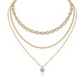 Metal French Three-Layer Long Layered Necklace for Women, Summer Minimalist Ins Style Fade-Resistant Luxury Niche-0-16
