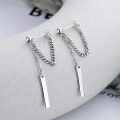 wholesale S925 Sterling Silver Trendy Hip-hop Street Style Layered Chain Tassel Drop Earrings-0-0