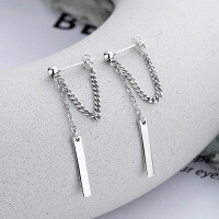 wholesale S925 Sterling Silver Trendy Hip-hop Street Style Layered Chain Tassel Drop Earrings-YFR063/approx. 1.8g 925 silver