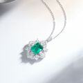 S925 Silver Necklace with Emerald Inclusions Crack Pendant Full Zirconia Inlay High Carbon Diamond Collarbone Chain Wholesale-0-2
