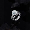 wholesale S925 Sterling Silver 5ct Moissanite Women's Ring 5 Carat High-End Craftsmanship Edition Moissanite New Moon Pupil Ring Wholesale-0-3