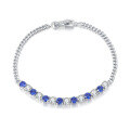 wholesale S925 sterling silver embedded high-end elegant sapphire moissanite bracelet for women, spring and summer-0-0