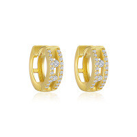 wholesale S925 Sterling Silver Geometric Zircon Earrings For Women, European And American Fashion Set, French Luxury Ear Cuffs-E4879-Gold/Pair 925 Silver