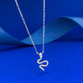 wholesale S925 Silver Exquisite Full-Diamond Serpent Necklace, Light Luxury Design, Fashionable and Elegant, Live Streaming Style for Women-0-1